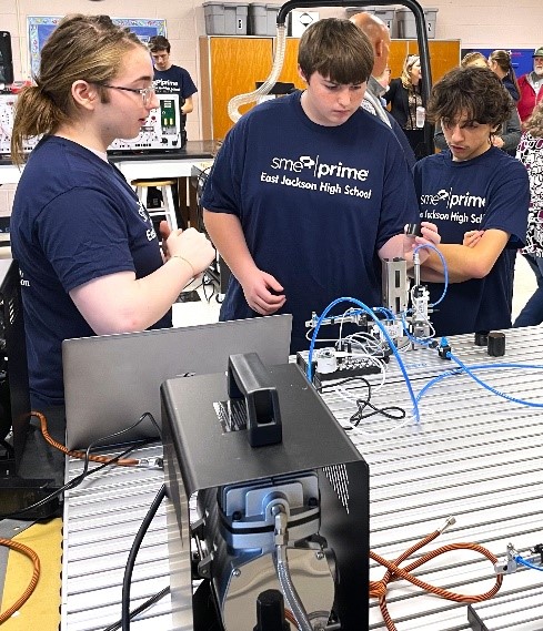 Students at East Jackson Secondary School learning on equipment provided by SME PRIME